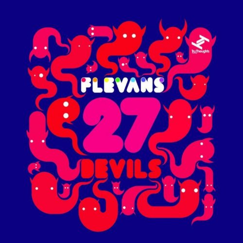 Album cover with red devils surrounding the title "Flevans 27 Devils" on a dark background.