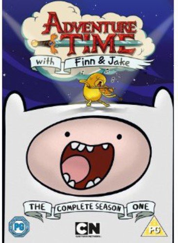 "Adventure Time DVD cover featuring Finn, Jake, and a cartoon character's face."