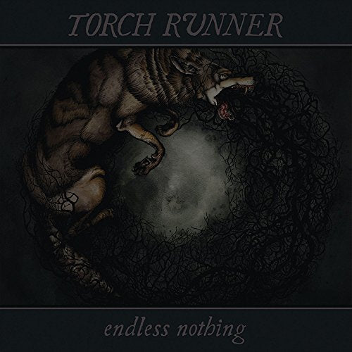 Vinyl album cover with dark illustration of a wolf-like creature surrounded by twisted vines.