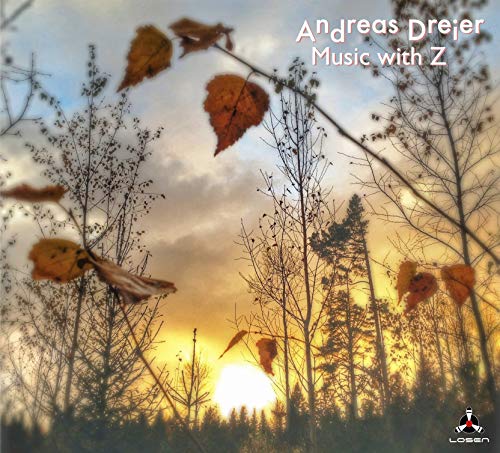 "Album cover with autumn trees and sunset, titled 'Andreas Dreijer - Music With Z'."
