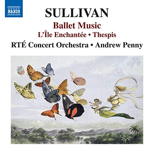 CD cover with butterflies and fairy, Sullivan Ballet Music, white background, Naxos logo.