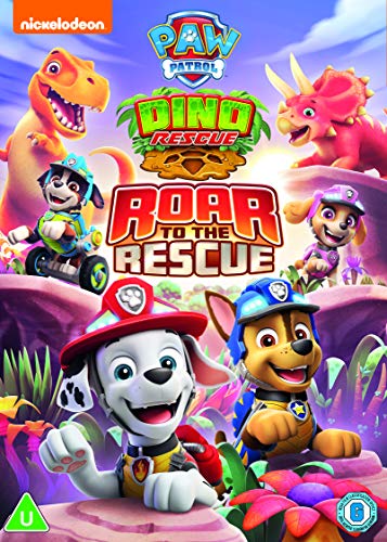 "Paw Patrol DVD cover featuring a cartoon dog in a firefighter's helmet on a blue background."
