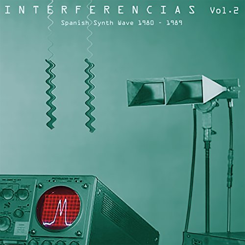 "Album cover with microphone, sound equipment, and wavy lines on a green background."