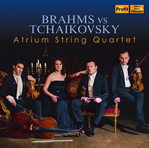CD cover featuring the Atrium String Quartet in formal attire with violins and cello.