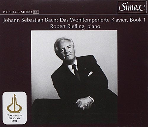 CD cover with black background, featuring a black and white photo of pianist Robert Riefling.