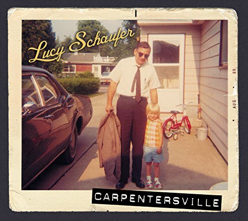 Vintage-style album cover with a man and child standing outside a house.