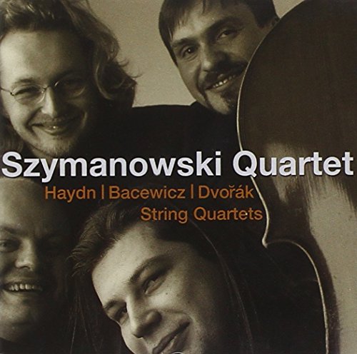 A sepia-toned CD cover featuring four musicians from the Szymanowski Quartet.