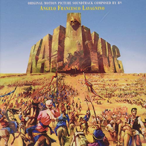 "CD cover art with battle scene and large stone temple with skull."