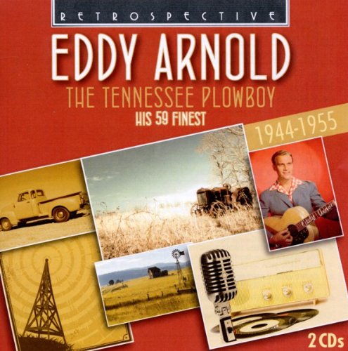 Red CD cover with collage of rural images and Eddy Arnold holding a guitar.