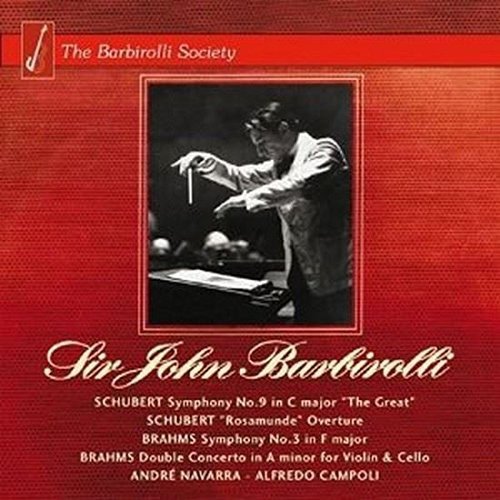 Red album cover with black and white photo of conductor leading orchestra.