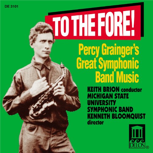 "CD cover with man holding clarinet, green background, and red banner with white text."