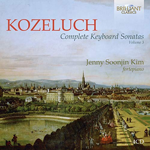 "CD cover featuring a 18th-century cityscape with people strolling, titled 'KOZELUCH'."