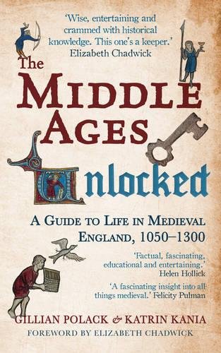 "Book cover with medieval illustrations and title 'The Middle Ages Unlocked' on parchment background."