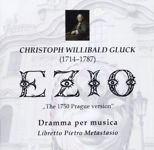 "Album cover with stylized eyes and text, featuring a portrait of Christoph Willibald Gluck."