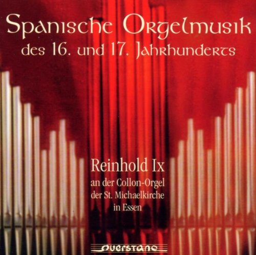 Red album cover with white text and organ pipes in the background.