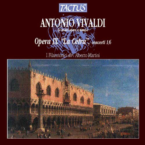 "CD cover with a painting of a large building and courtyard scene."