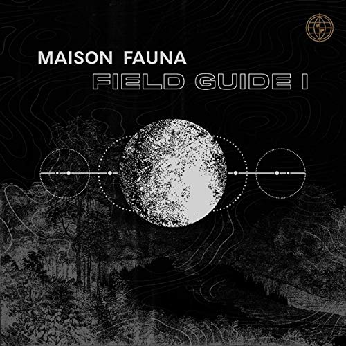 "Black album cover with white moon and 'Maison Fauna Field Guide 1' text."