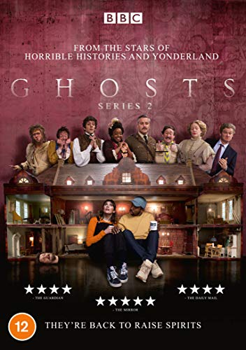 "Ghosts Series 2 DVD cover featuring the cast and a couple in a house."