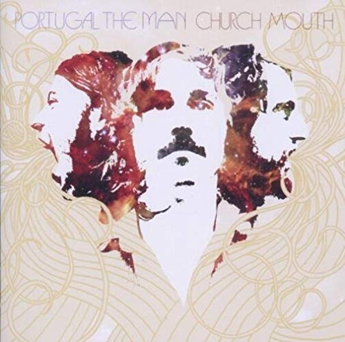 Album cover with abstract face and flowing lines on a white background.