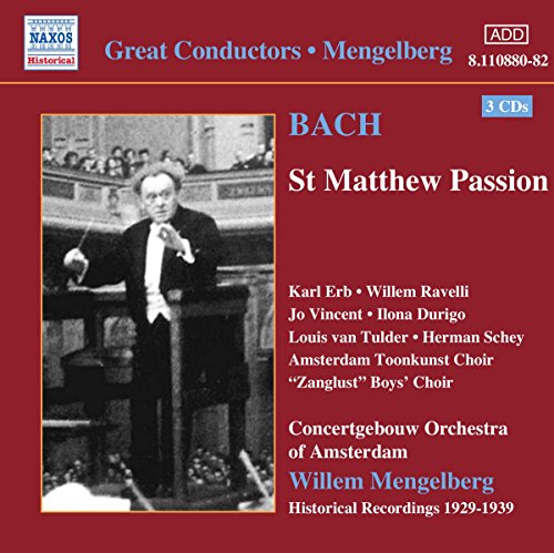 Red album cover with conductor image and white text listing performers and details.