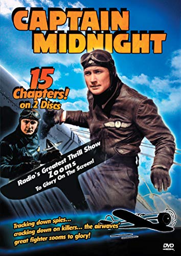 "Captain Midnight DVD cover featuring a pilot in a leather jacket and goggles."
