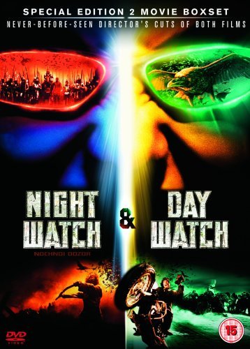 DVD cover for "Night Watch" and "Day Watch" with split red and green design.