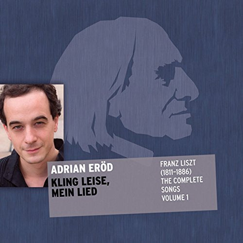 Blue album cover with a man's photo and a composer's silhouette.