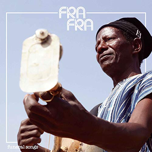 Album cover featuring a man playing a stringed instrument, wearing a blue striped shirt.