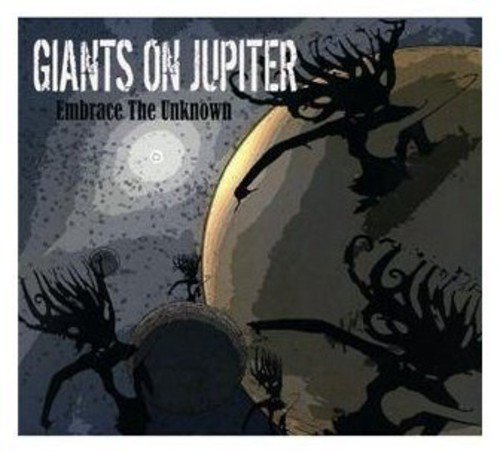 "Album cover art: silhouetted trees and figures against a large planet in the background."
