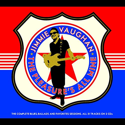 Album cover with Jimmie Vaughan playing guitar, surrounded by shield and star design.