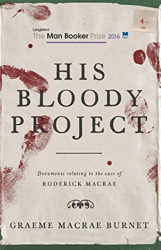 Book cover with red handprints and blood splatters on a beige background.