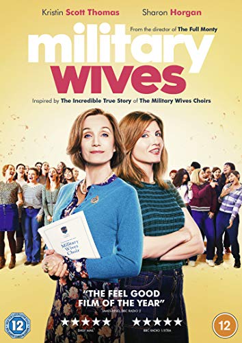 DVD cover for "Military Wives" with two women standing back-to-back against a crowd.