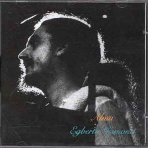 "Black-and-white album cover with a man's profile and text 'Alma Egberto Gismonti'."