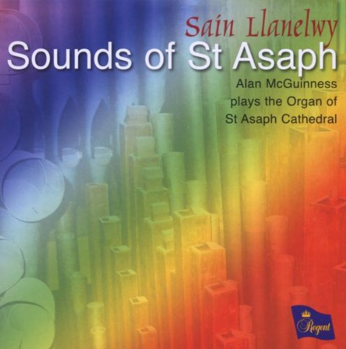 "CD cover with rainbow gradient background, organ pipes, and 'Sounds of St Asaph' text."