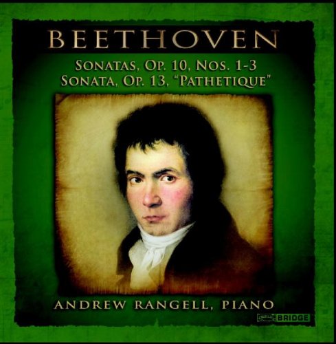 "CD cover with Beethoven portrait, green background, and gold text."