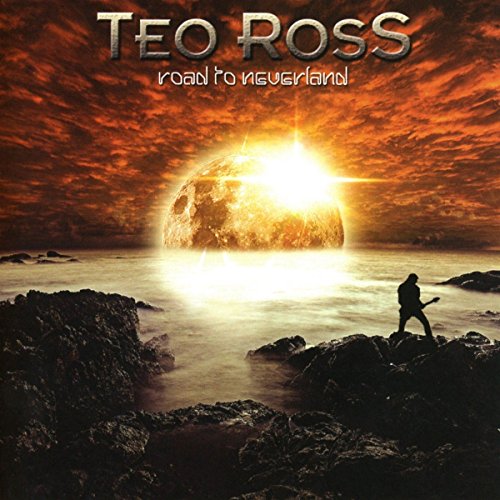"Album cover art: A person on rocks with a glowing planet in the background."