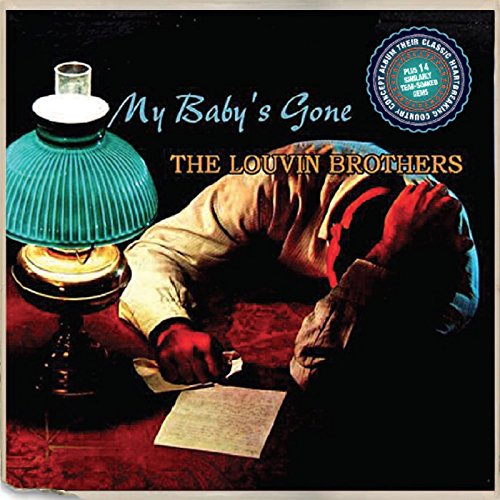 "CD cover art: man slumped at table with lamp and paper, 'Louvin Brothers' title."