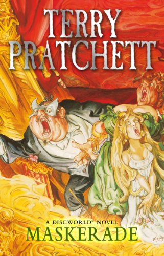 The image is a book cover featuring a man and woman on stage. alt text: Book cover with cartoon man and screaming woman on stage.