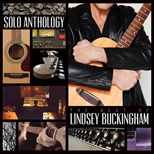 Album cover featuring Lindsey Buckingham holding a guitar, surrounded by music-related images.