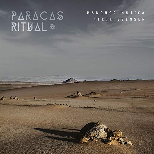 "Desert landscape with rocks and cloudy sky, album cover for 'Paracas Ritual' vinyl."
