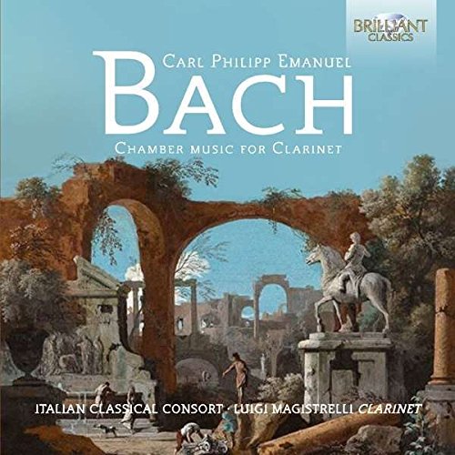A CD cover featuring a classical painting of ruins and a horse statue.