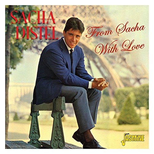 Album cover featuring Sacha Distel sitting on a stool, wearing a blue suit.