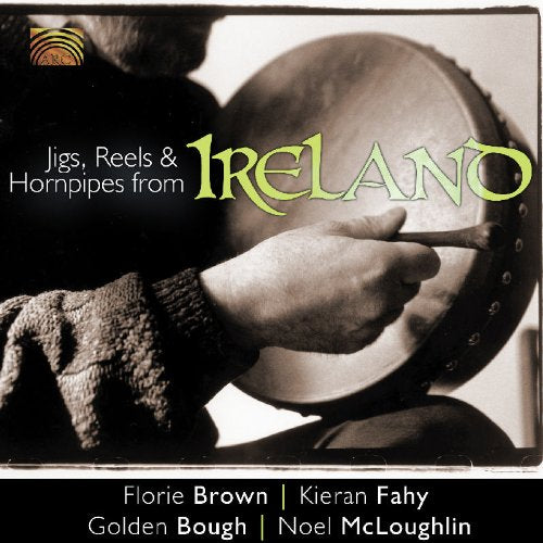 "CD cover with a person playing a drum, titled 'Jigs, Reels & Hornpipes from Ireland'".