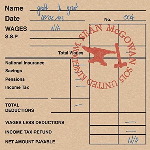 Brown payslip with red stamp and handwritten notes in blue ink.