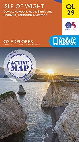Isle of Wight Map | Weatherproof | Cowes, Newport, Ryde, Sandown, Shanklin, Yarmouth & Ventnor | Ordnance Survey | OS Explorer Active Map OL29 | England | Walks | Hiking | Maps | Adventure