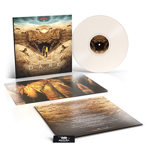 White vinyl record with "Dark" album cover and inserts on a white background.