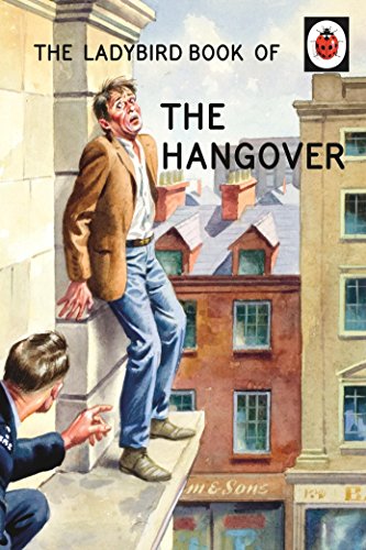 "Book cover showing a man vomiting over a ledge, with another man below him."