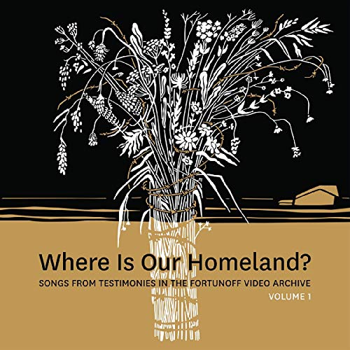 Album cover with white flowers in a vase, on black and brown background.