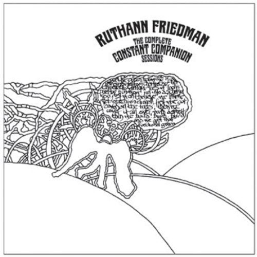 "Album cover with abstract black and white illustration and artist's name, Ruthann Friedman."
