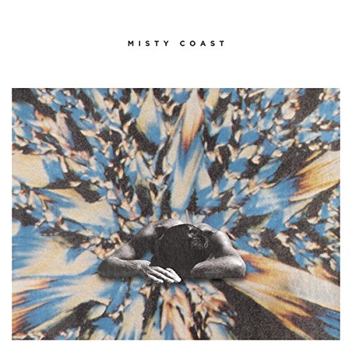 A vinyl record cover featuring a person surrounded by abstract blue and orange shapes.
